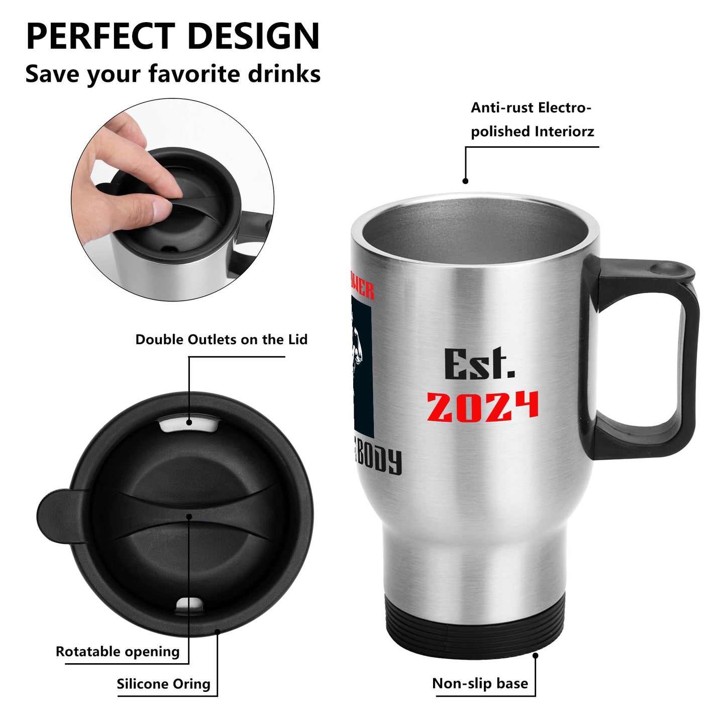 Muscle Body Stainless Steel Travel Coffee Mug (14 oz)