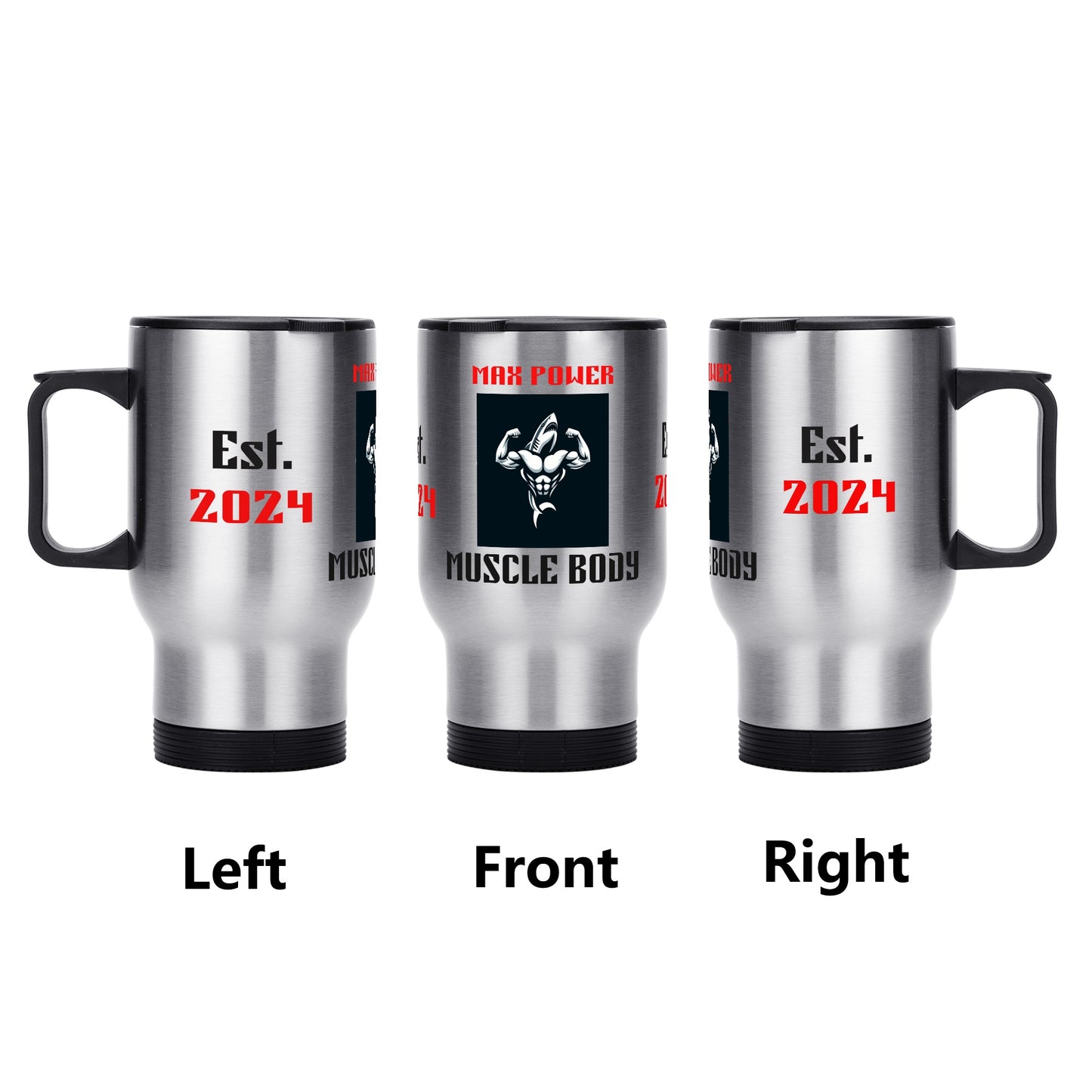 Muscle Body Stainless Steel Travel Coffee Mug (14 oz)