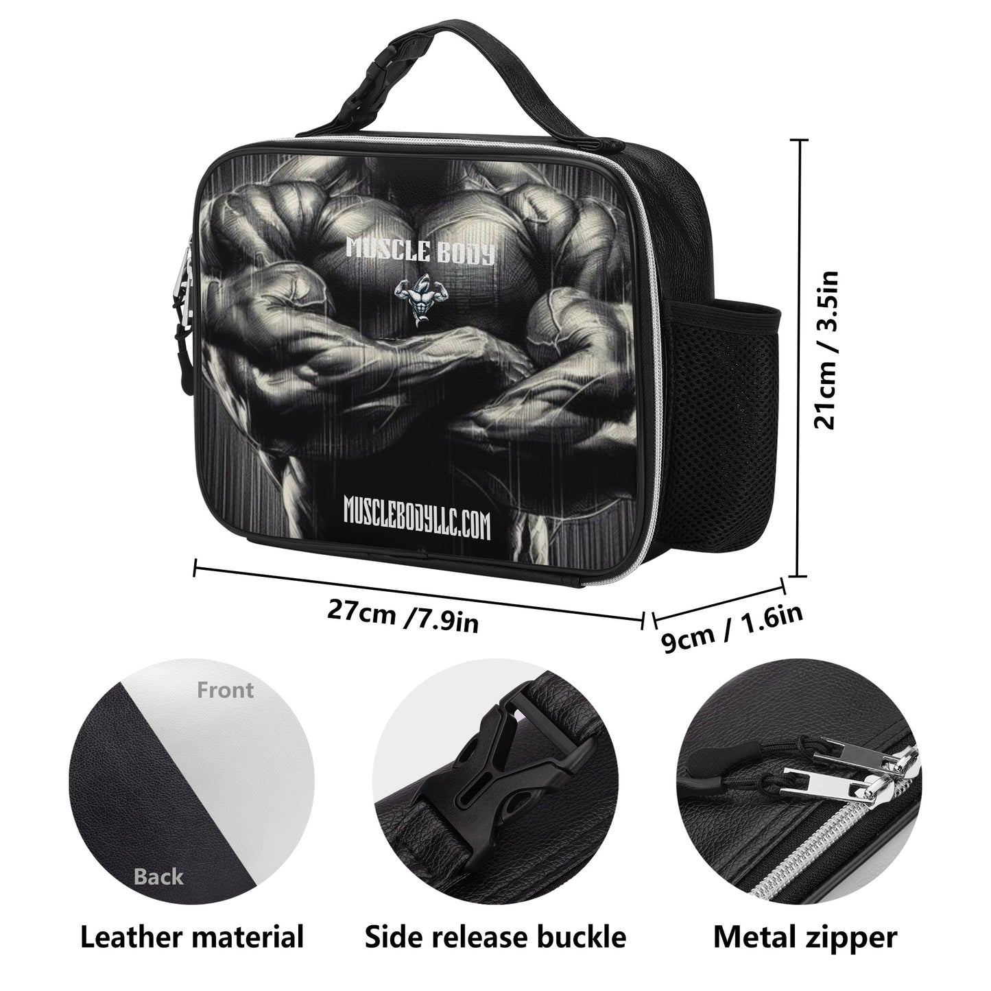 Muscle Body Detachable Leather Lunch Bag