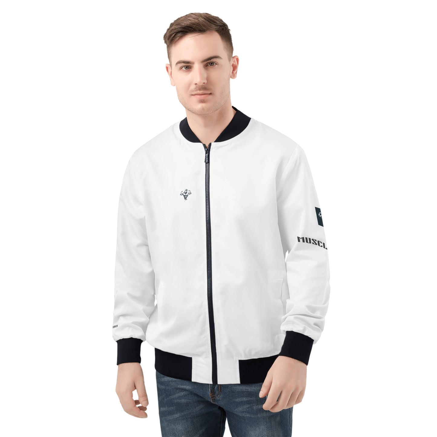 Mens Muscle Body Zip Bomber Jacket