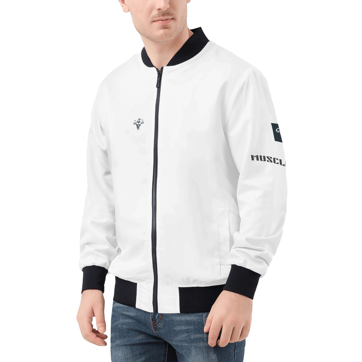 Mens Muscle Body Zip Bomber Jacket