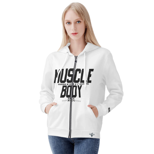 Womens Muscle Body Zip Up Hoodie