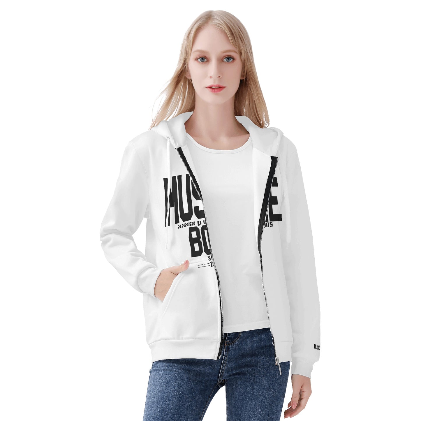 Womens Muscle Body Zip Up Hoodie