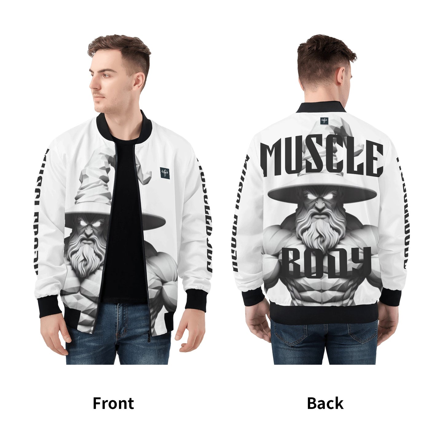 Mens Muscle Body Zip Bomber Jacket