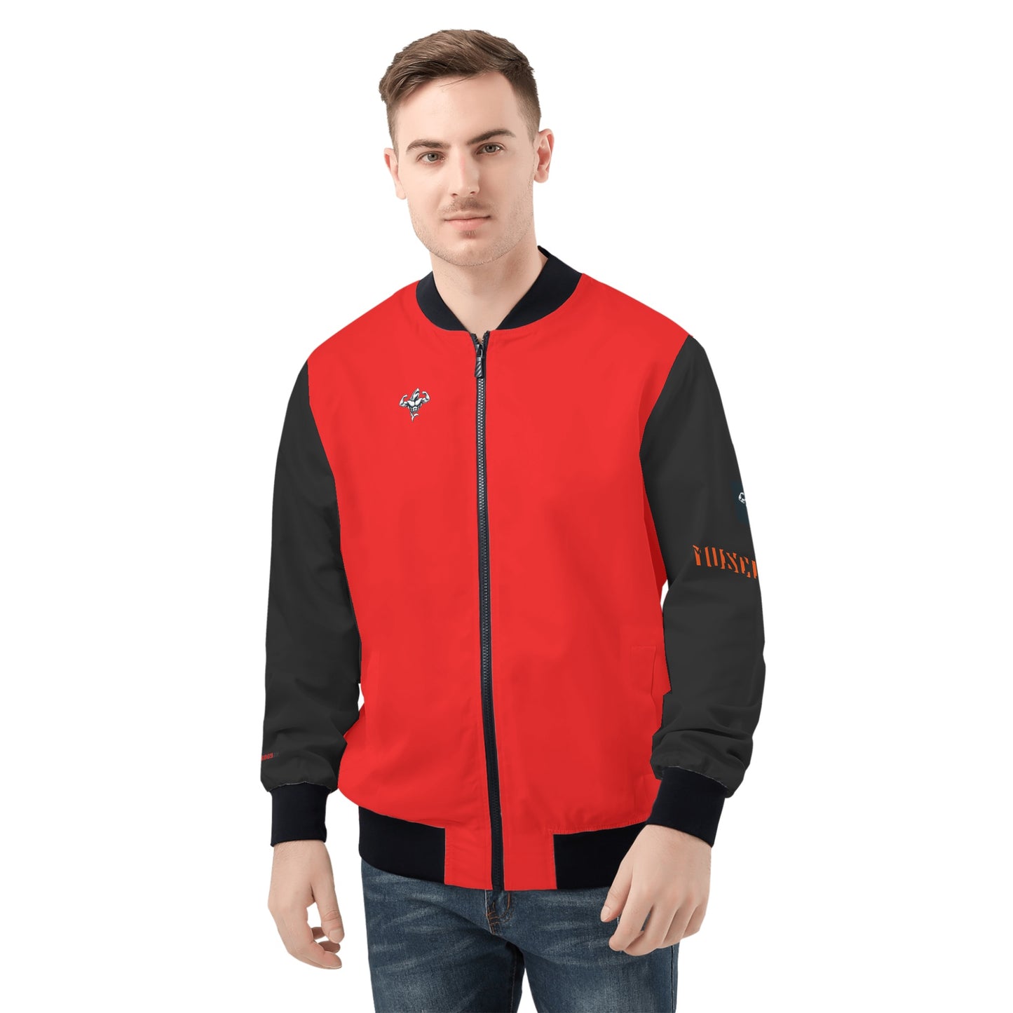 Mens Muscle Body Zip Bomber Jacket