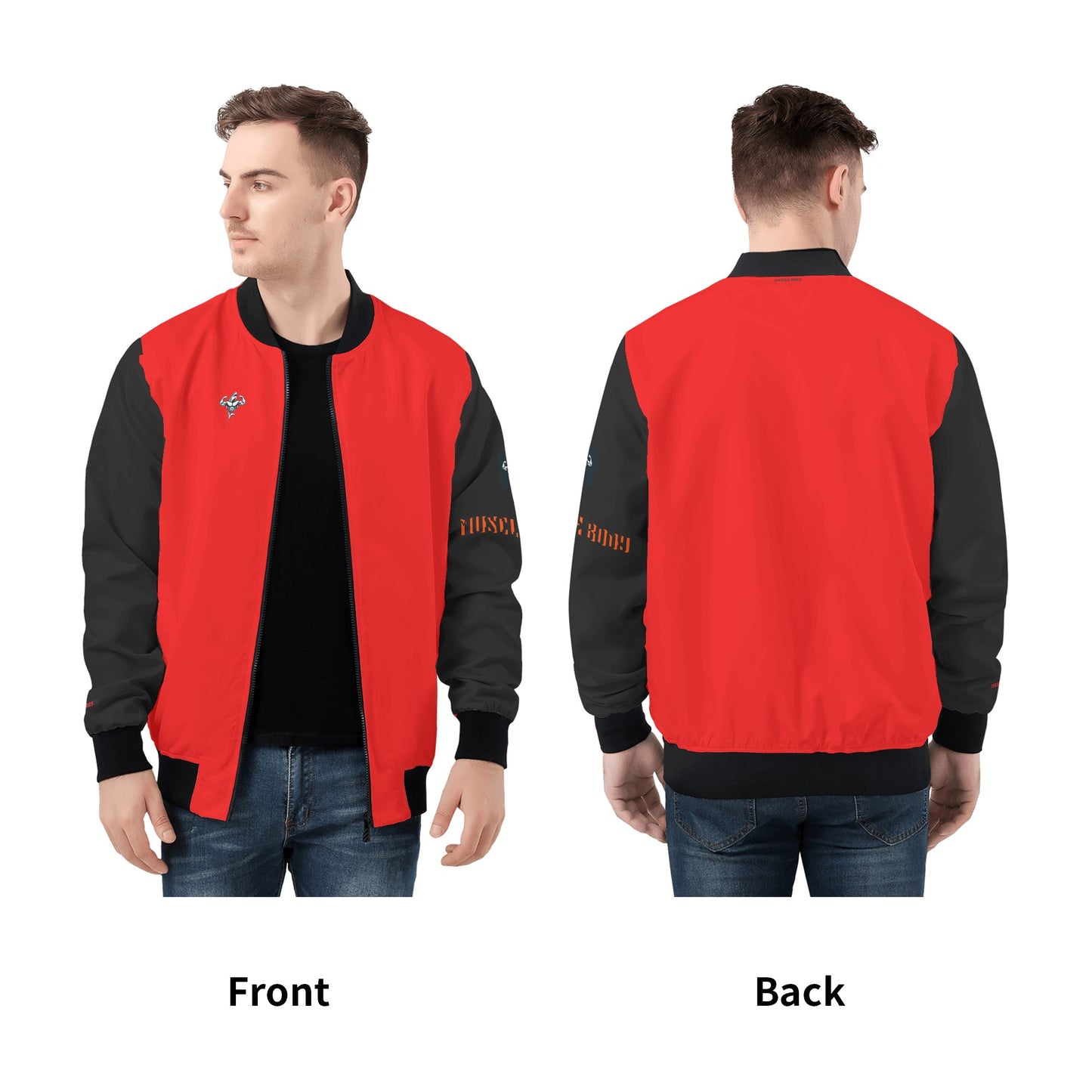 Mens Muscle Body Zip Bomber Jacket