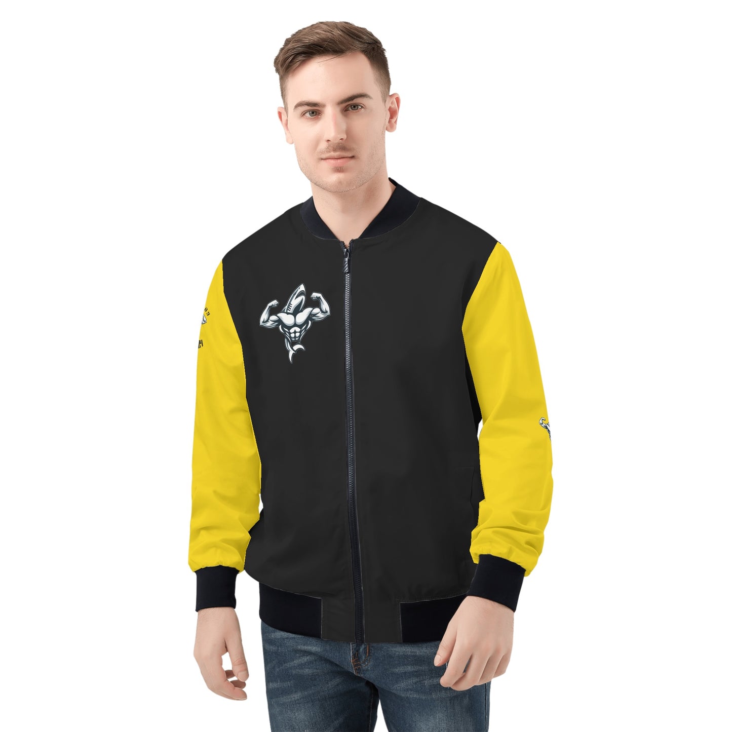 Mens Muscle Body Zip Bomber Jacket