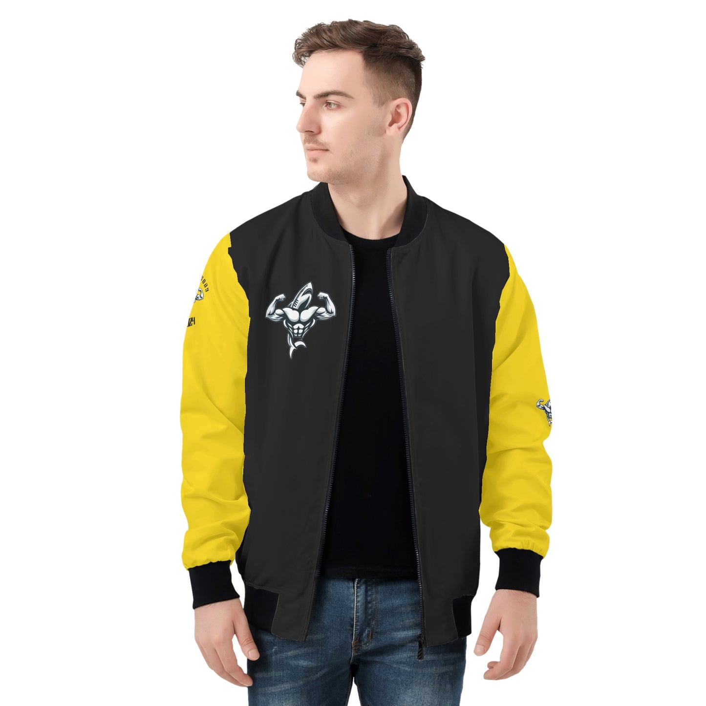 Mens Muscle Body Zip Bomber Jacket