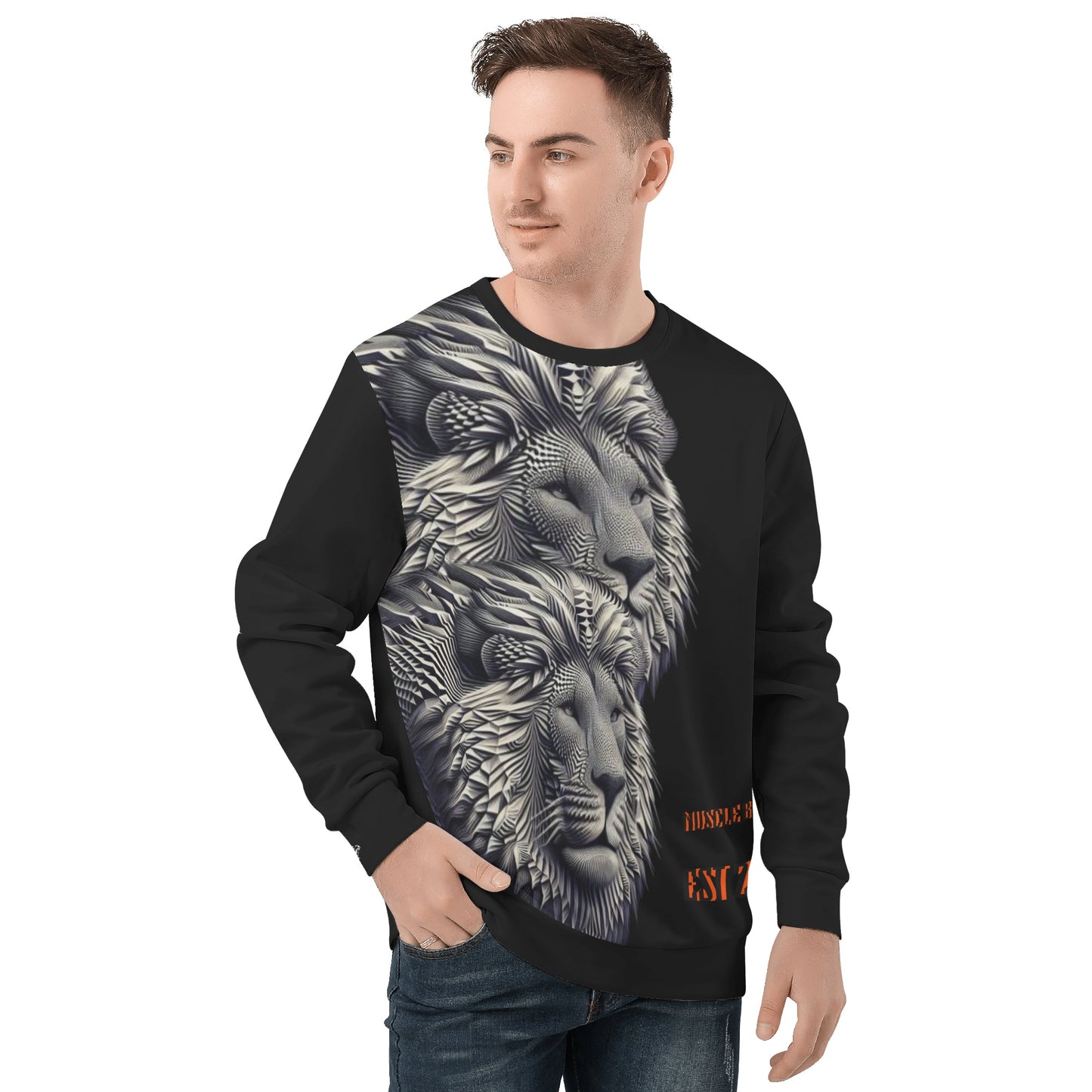 Mens Muscle Body 3D Style Crew Neck Sweatshirt