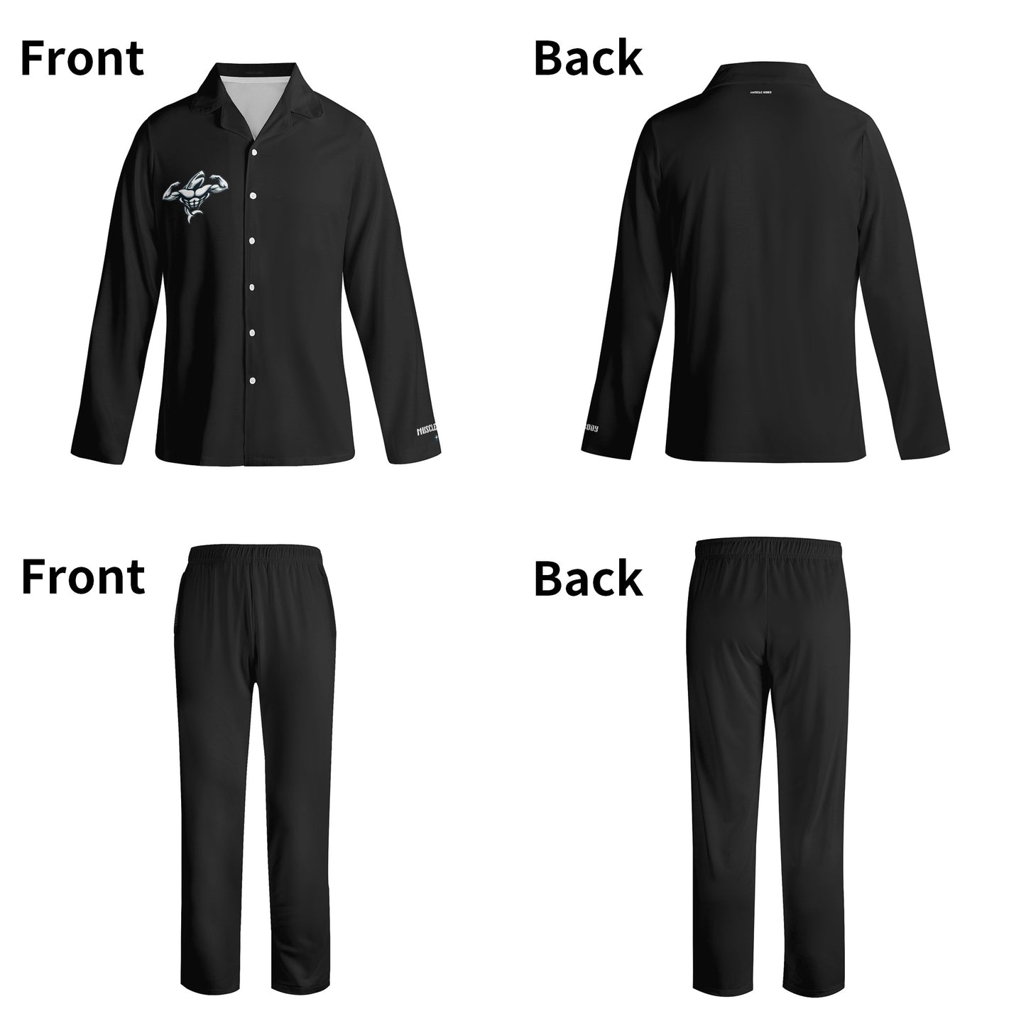 Muscle Body Unisex Notch Collar Long-Sleeve Pajama Set