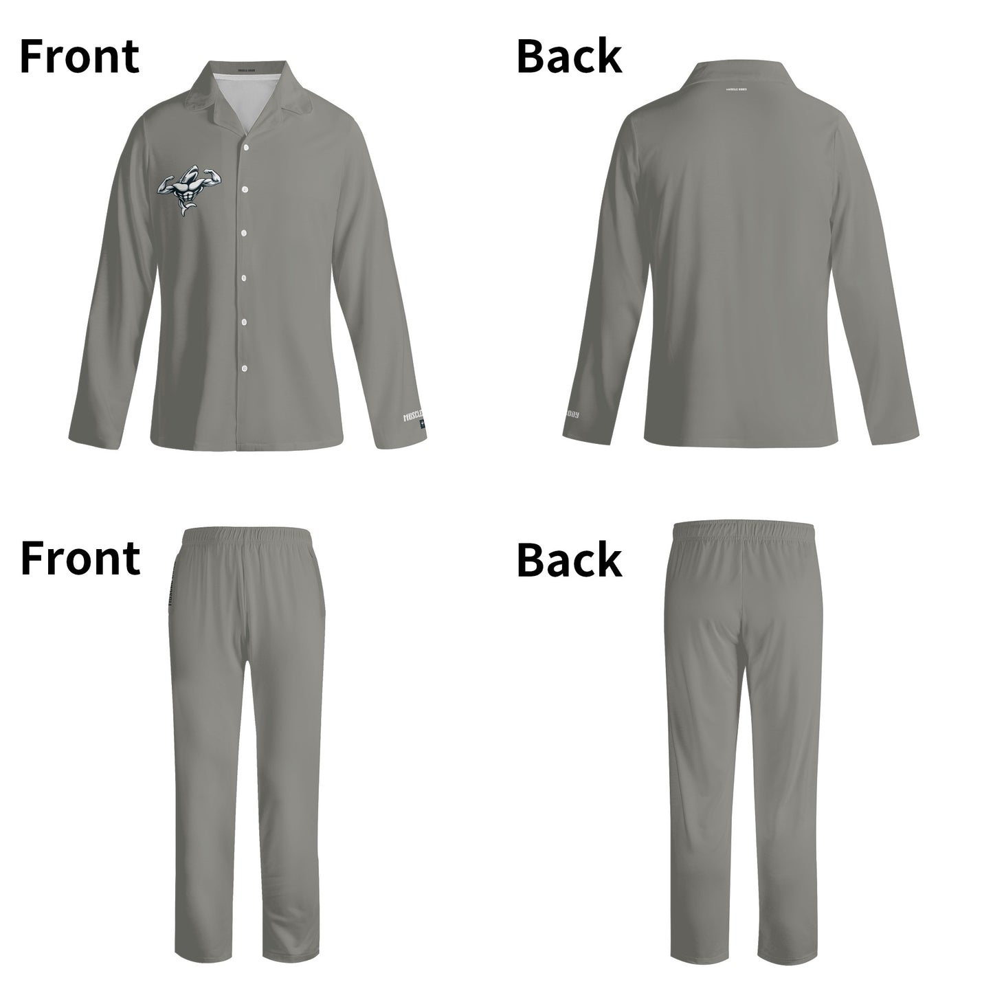 Muscle Body Unisex Notch Collar Long-Sleeve Pajama Set