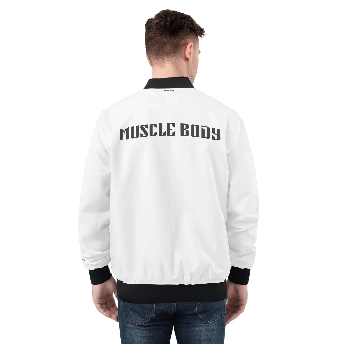 Mens Muscle Body Zip Bomber Jacket