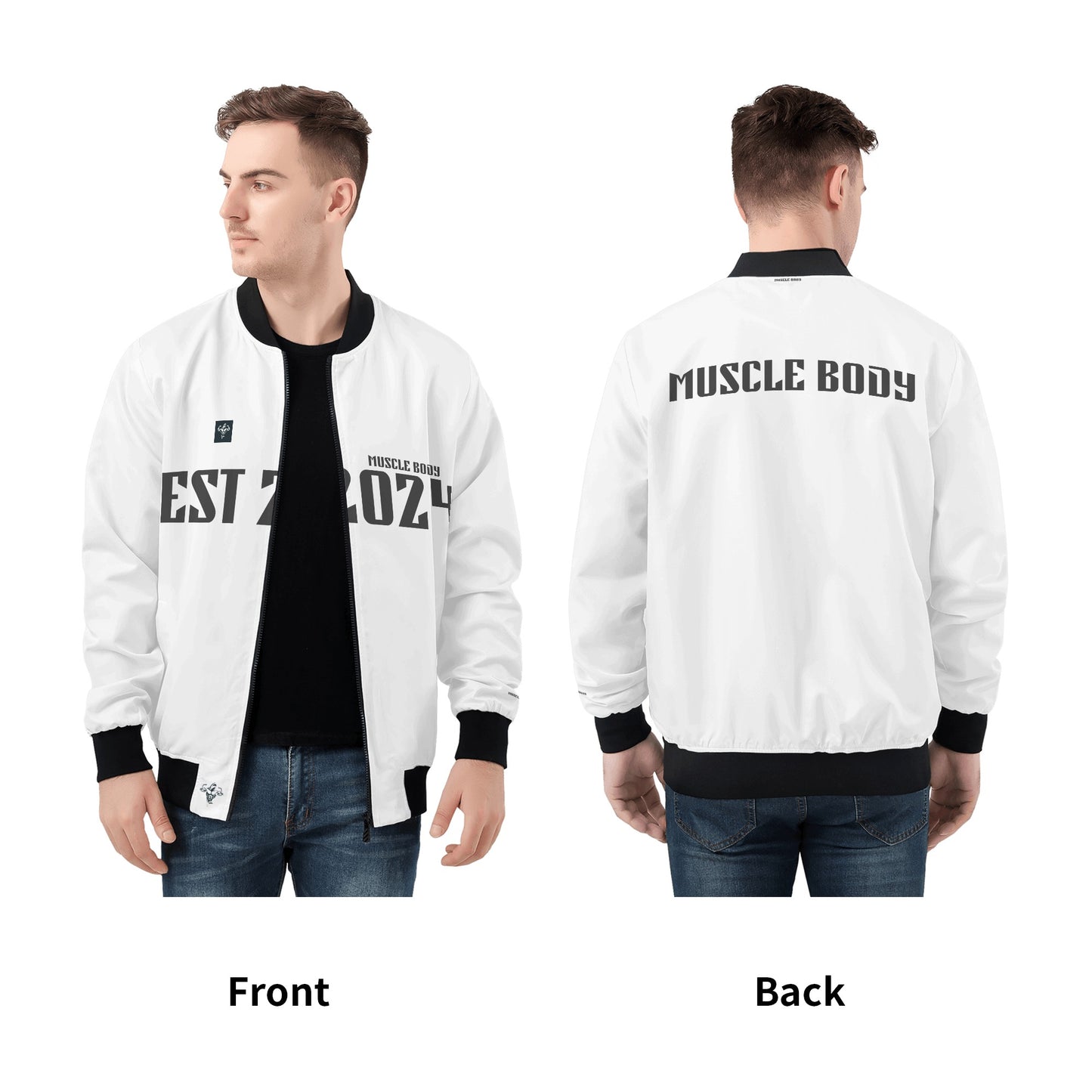 Mens Muscle Body Zip Bomber Jacket