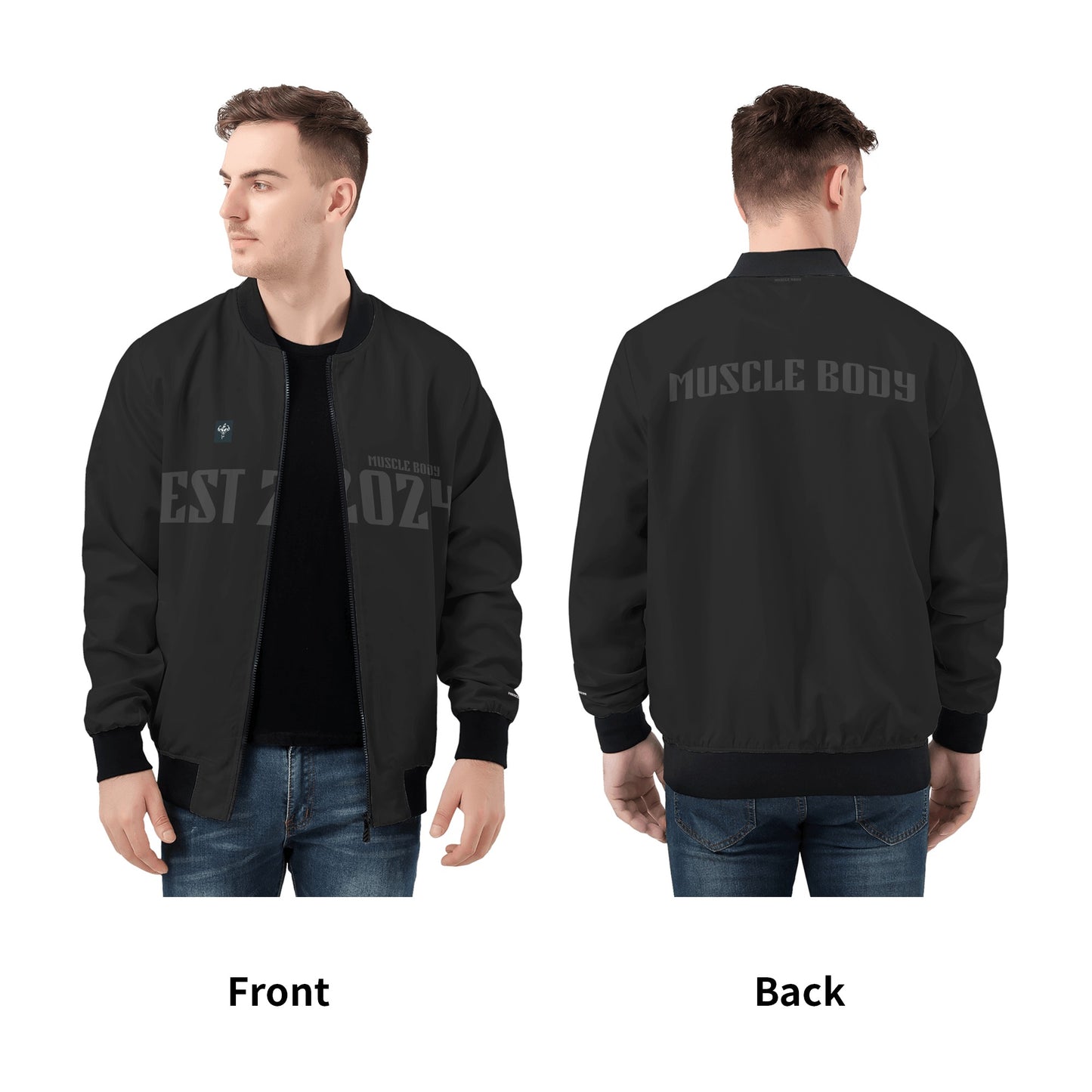 Mens Muscle Body Zip Bomber Jacket