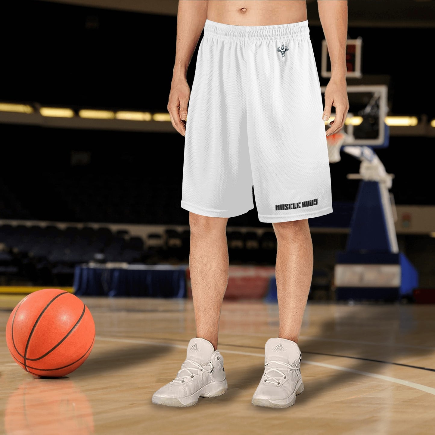 Mens Muscle Body Mesh Basketball & Running Shorts