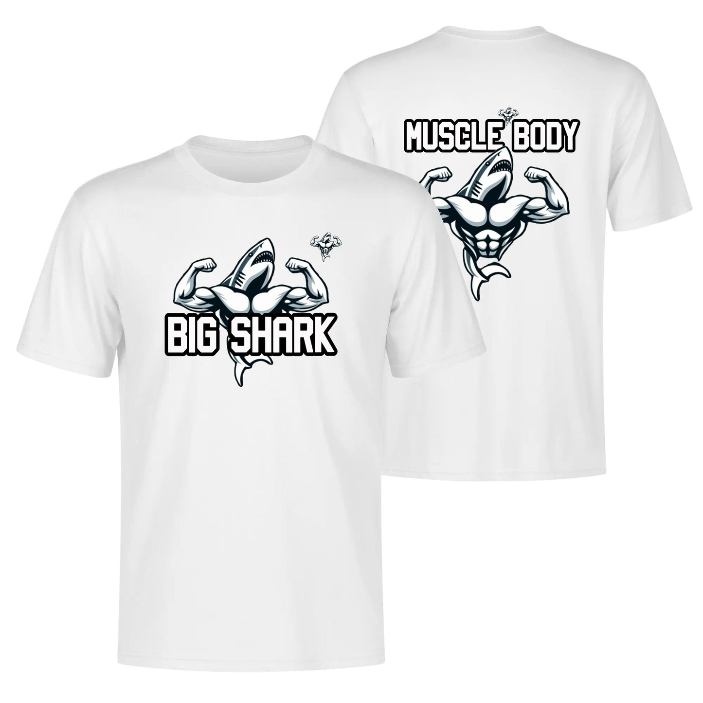 Mens Muscle Body Big Shark Tee