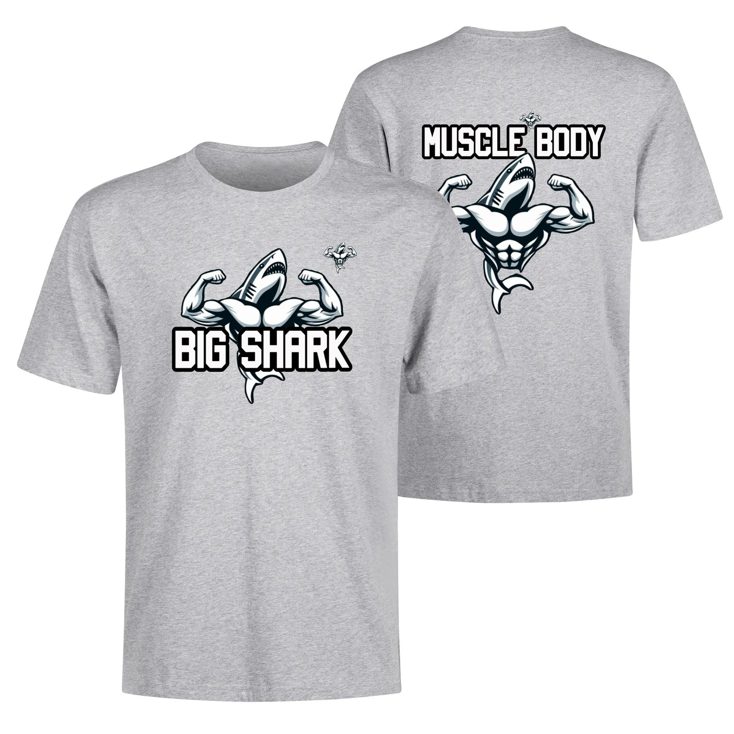 Mens Muscle Body Big Shark Tee