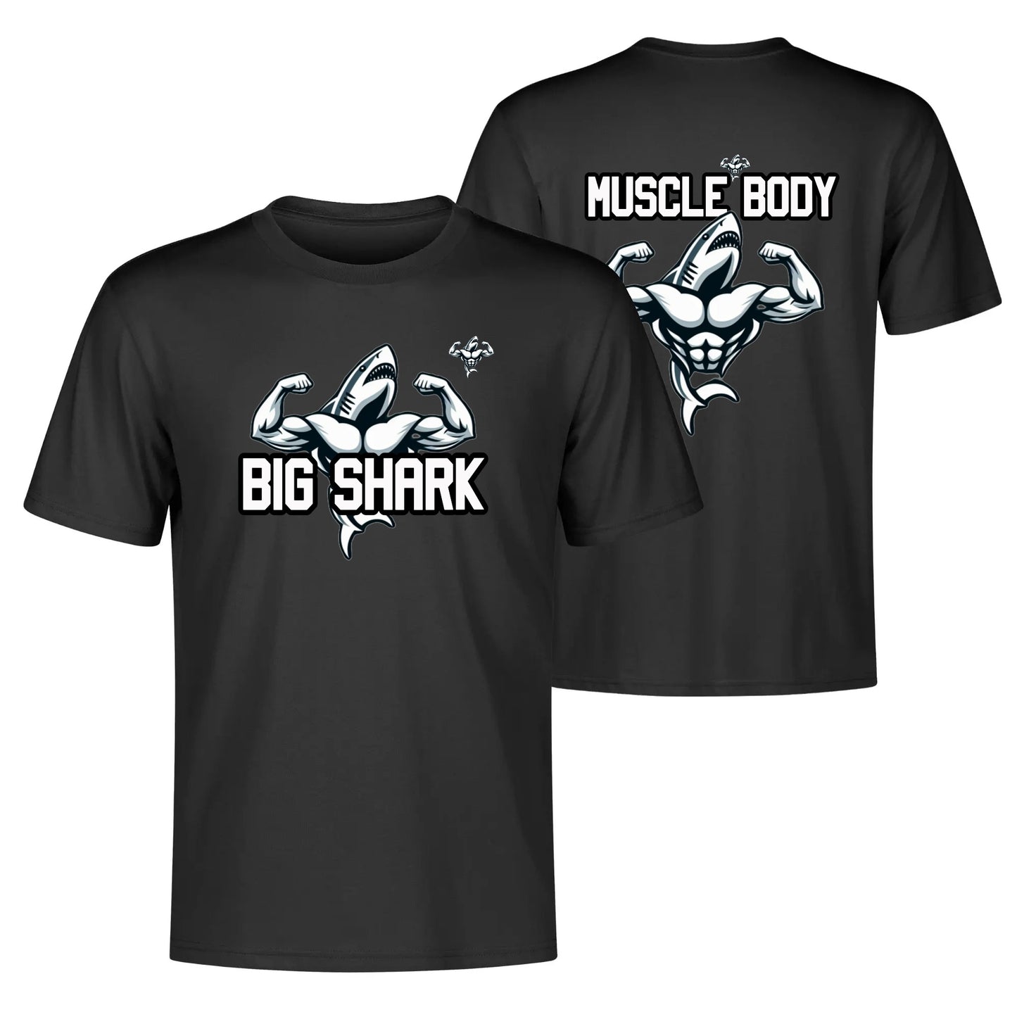 Mens Muscle Body Big Shark Tee