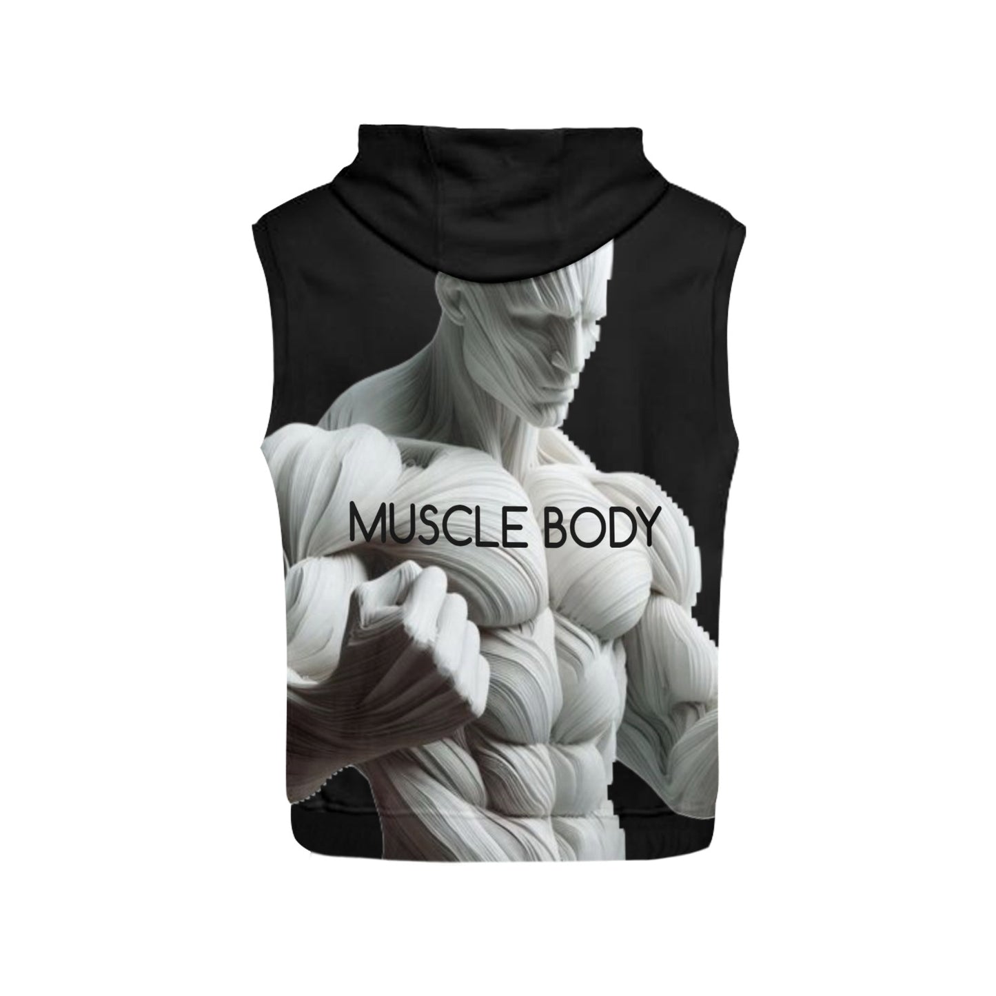 Men's Muscle Body Print Sleeveless Hoodie