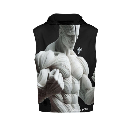 Men's Muscle Body Print Sleeveless Hoodie