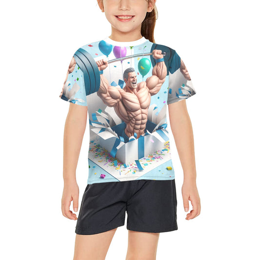 Big Girls' Muscle Body Print Crew Neck T-Shirt