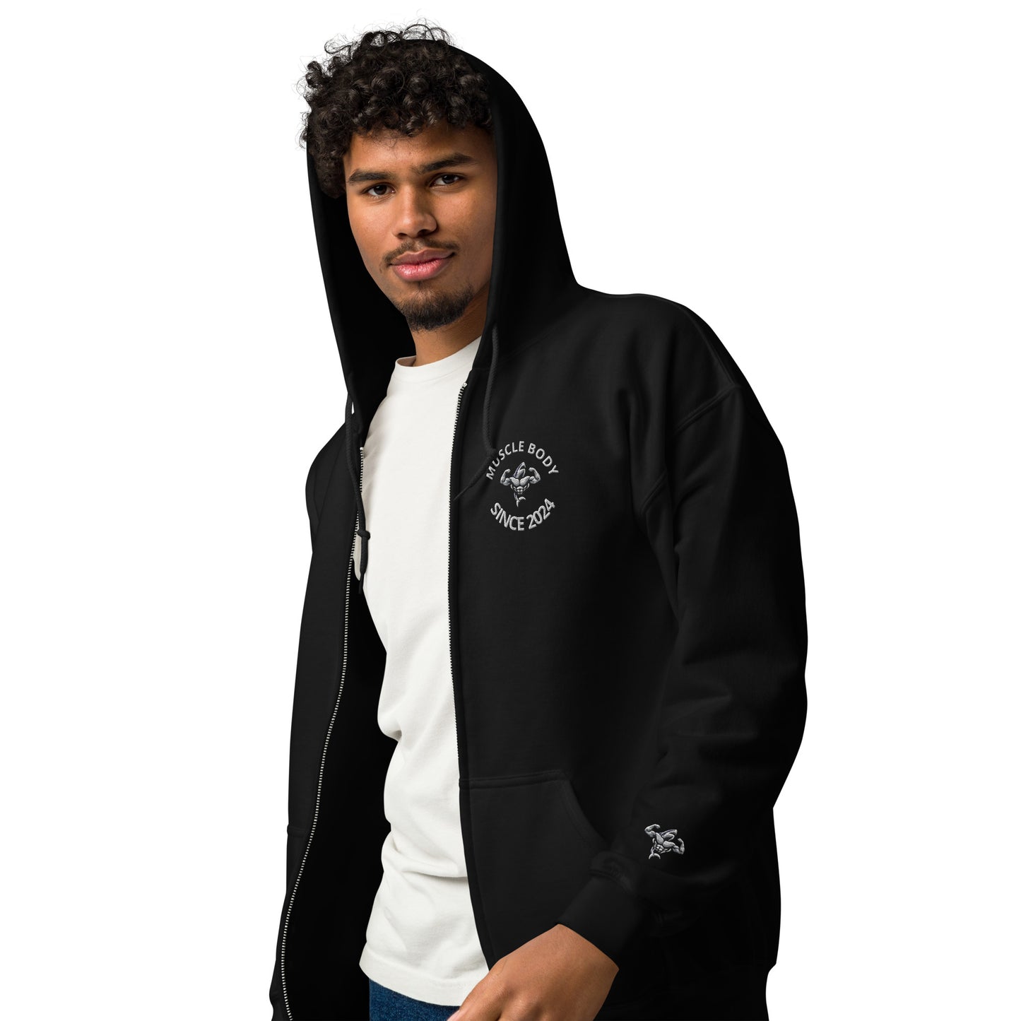 Muscle Body Men's Embroidered Heavy Blend Zip Hoodie