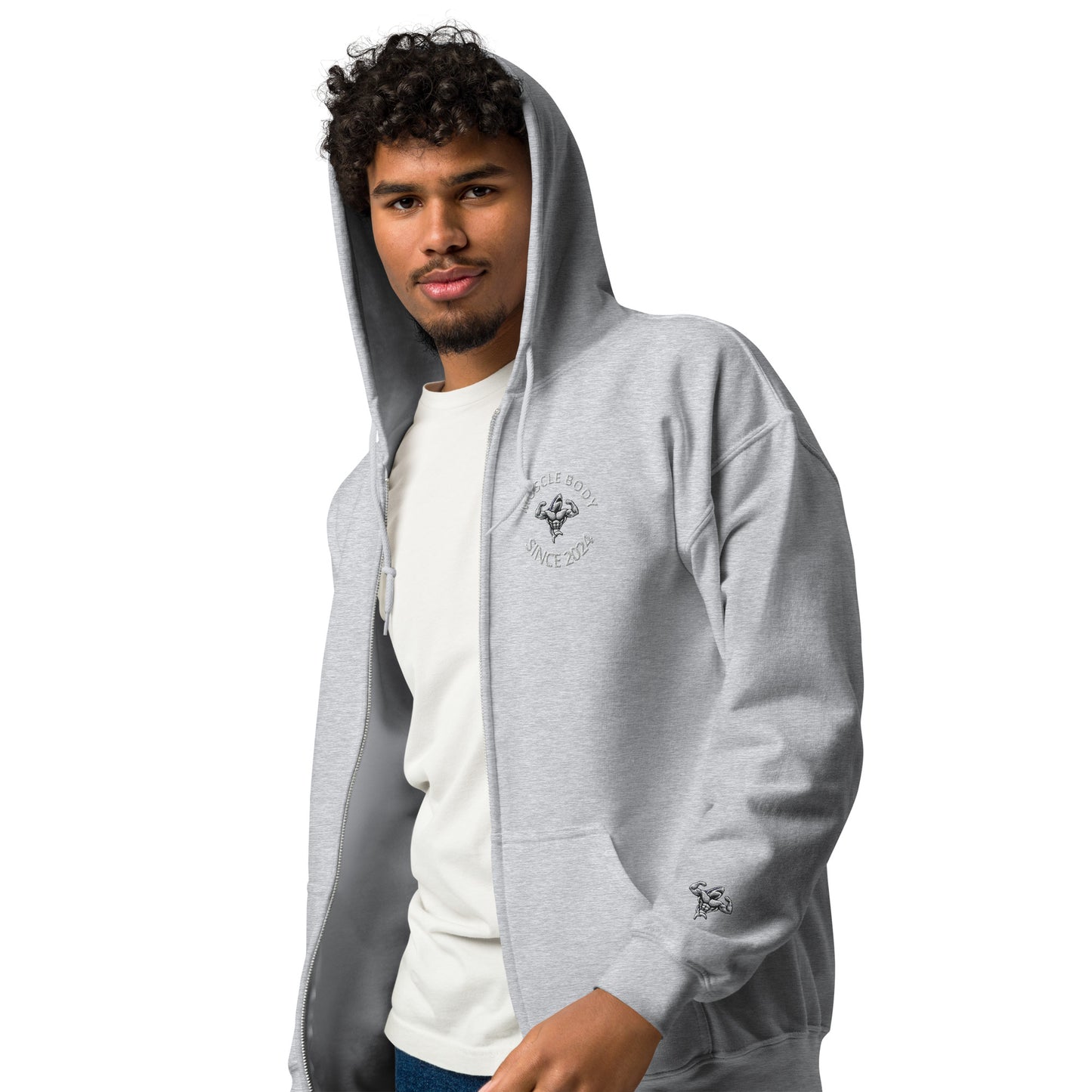 Muscle Body Men's Embroidered Heavy Blend Zip Hoodie