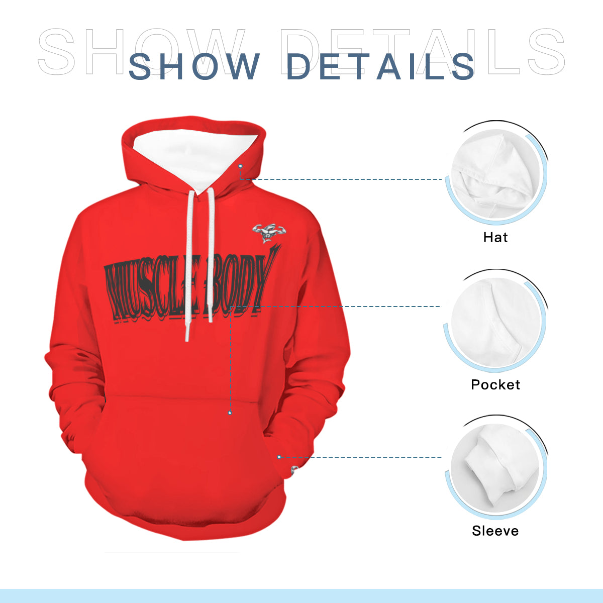 Men's Muscle Body Bodybuilder Hoodie